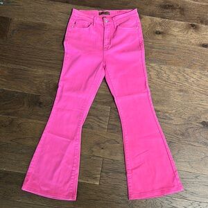 Bright Pink Flared Jeans